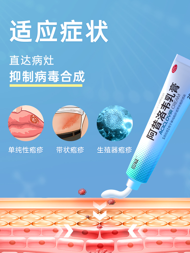 阿西洛伟乳膏阿昔洛韦软膏正品片嘴唇生殖器带状疱疹抗病毒口服液-图1