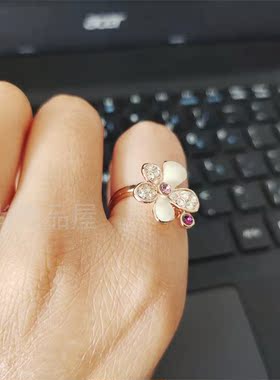 清仓威妮华比拉正品五叶花水钻优雅时尚食指女款戒指指环
