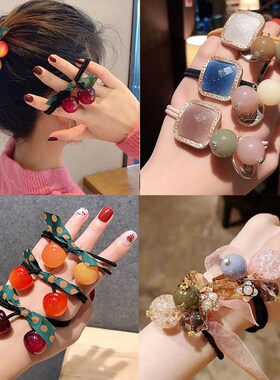 豹纹橡皮筋钉珠毛球时尚风头饰品