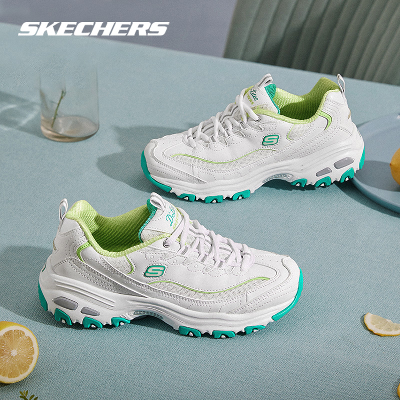 Skechers斯凯奇拼色小白熊老爹鞋女鞋运动透气舒适厚底增高熊猫鞋-图2