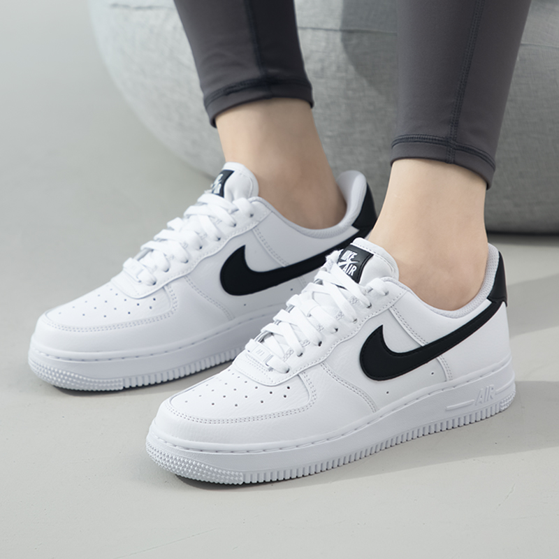 Nike耐克鞋子Air Force 1 LowAF1白黑女鞋低帮休闲板鞋DD8959-103-图0