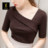 Латиноамериканская танцевальная одежда Топ -женщина для взрослых косое воротники короткое соревновательное современное танце