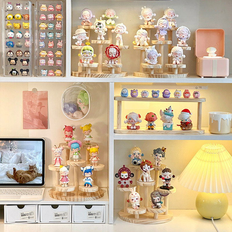木质盲盒展示架手办置物架阶梯立牌小摆件陈列泡泡玛特萌粒收纳盒,淘宝优惠券,粉丝福利购,淘宝优惠卷