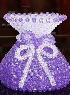 diy手工串珠花瓶成品编织制作