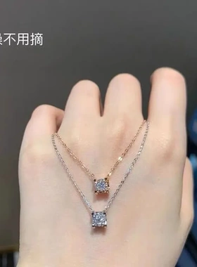 气质四爪项链时尚玫瑰金简约钛钢女单钻镀潮流锁骨链百搭日韩吊坠