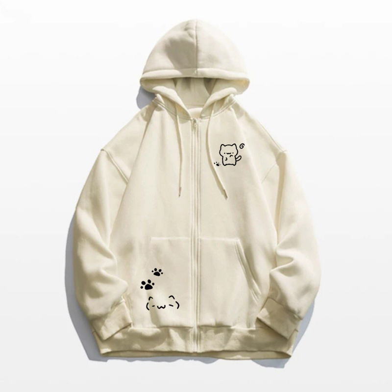 亚文化日系宅萌可爱小熊开衫外套女春秋冬加绒甜美减龄连帽款卫衣 - 图3