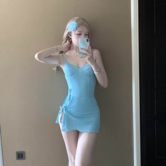 2025 new one-piece dress-style meat-covering steel swimsuit