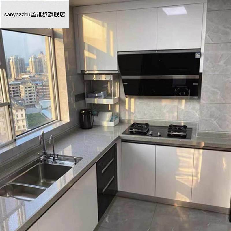 石英石台面定做厨柜一体大理石灶台厨房台面更换整体橱柜定制翻新_虎窝淘