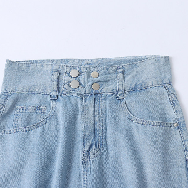 ຊັກຜ້າຝ້າຍຂາກວ້າງ jeans ພາກຮຽນ spring ແລະດູໃບໄມ້ລົ່ນຄົນອັບເດດ: ແມ່ຍິງໃຫມ່ ແອວສູງ zipper ປຸ່ມກົງບາງໆ 33362
