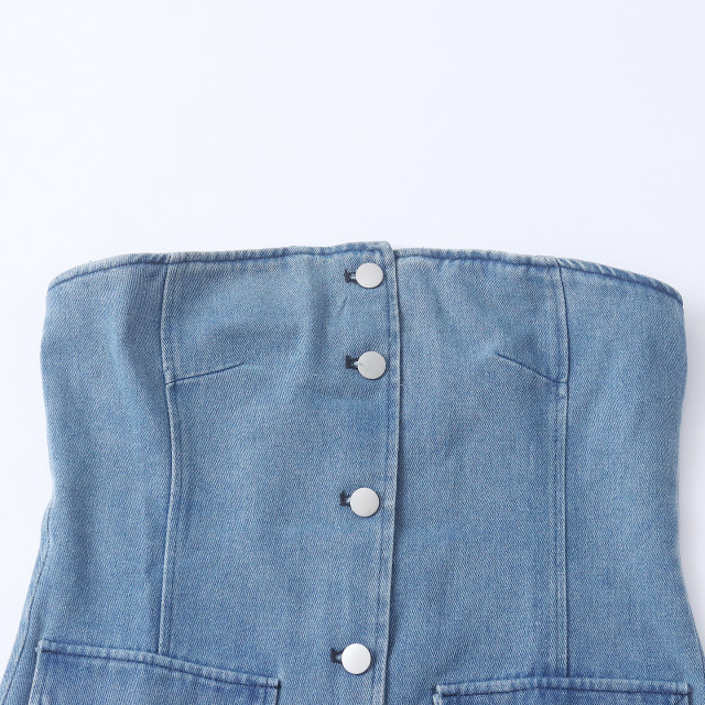 Denim tube ເທິງ summer ແລະດູໃບໄມ້ລົ່ນໃຫມ່ການຄ້າຕ່າງປະເທດຂອງແມ່ຍິງຄົນອັບເດດ: slim ດຽວເຕົ້ານົມແບບກາງ slimming 31832