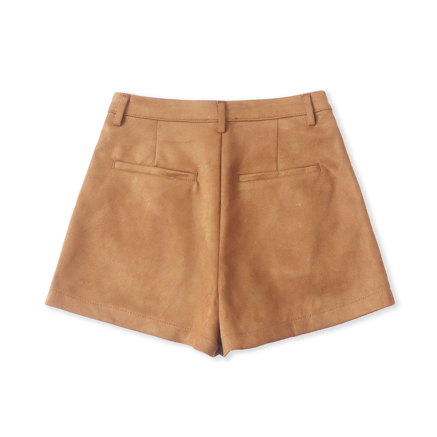 麂皮绒短裤 秋冬新款外贸女装时尚百搭高腰拉链搭扣阔腿短裤33185,淘宝优惠券,粉丝福利购,淘宝优惠卷