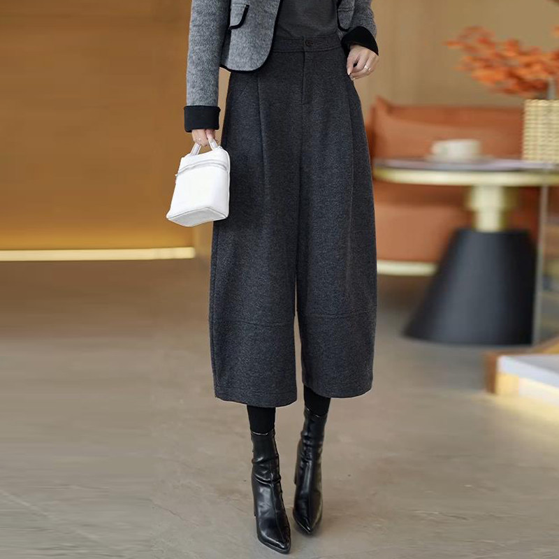 八分毛呢阔腿裤女秋冬加绒加厚2025新款小个子棕色休闲直筒靴裤子,淘宝优惠券,粉丝福利购,淘宝优惠卷