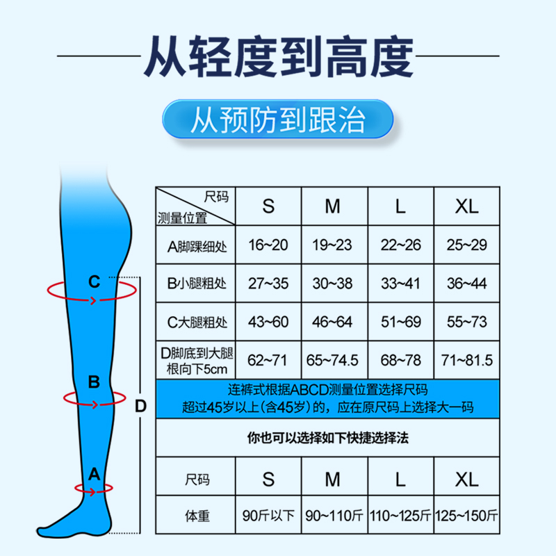 日本静脉曲张医用弹力袜男女医疗治疗型压力袜医护防血栓扩张旗舰