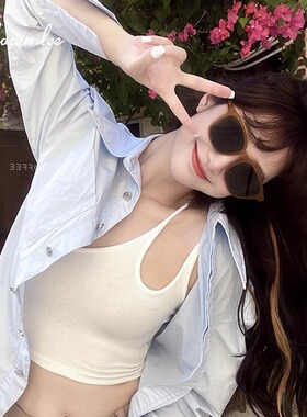 Shawnlee韩东君同款超A橘色墨镜女方框防晒太阳眼镜男美式ins