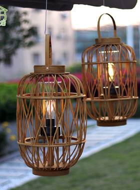 ins复古风藤编灯笼手工编织