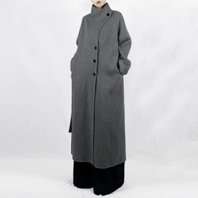 Jieyu JIEYU high collar lace-up double-sided wool long coat
