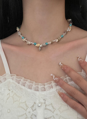 女贝壳串珠项链小众设计高级感