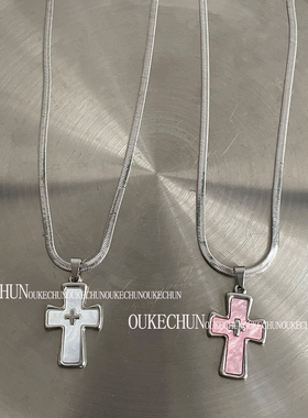ins嘻哈男女十字架吊坠个性项链