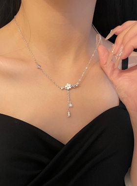 清新森系花朵蝴蝶项链小众轻奢女