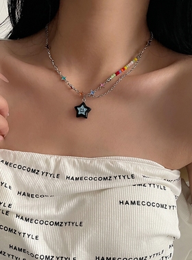 彩色串珠拼接五角星y2k辣妹项链