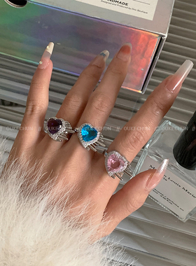 多色可选爱心开口戒指高级感指环