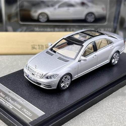 Motorhelix 1:64 奔驰 S-Class S600L W221 银色 合金汽车模型 - 图0