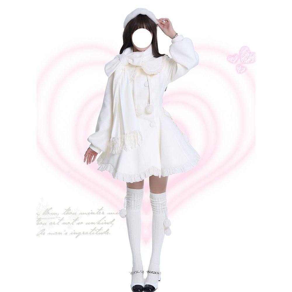 冬日恋歌秋冬千金感甜美少女小个子韩系围巾毛呢外套套装2025新款,淘宝优惠券,粉丝福利购,淘宝优惠卷