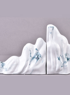 新中式风陶瓷假山酒柜软装书档