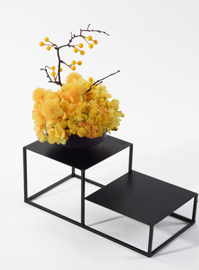 新中式风金属几何铁艺置物架底座