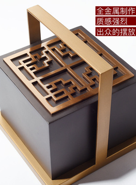 室内新中式风金属书柜软装饰品