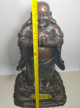 纯铜大肚站弥勒佛摆件布袋和尚招財笑面佛家居装饰品公司开业礼品