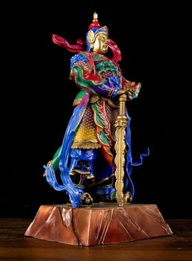 纯铜伽蓝佛像摆件关公韦陀菩萨摆件护法家居家用供养守护神工艺品