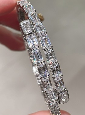 925银镀金阿斯切冰糖高碳钻手镯