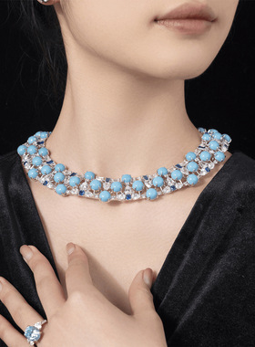 项链女款蓝松石项链高级感晚宴