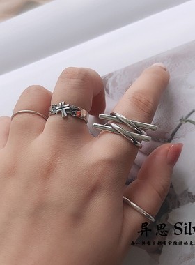 韩国进口长条打结夸张小众戒指