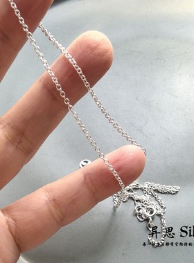 原创设计 S925通体纯银1.5mm素银细锁骨链 机器猫铃铛项链 百搭