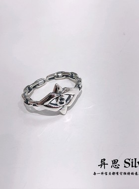 韩国进口纯银菱形字母戒指时尚