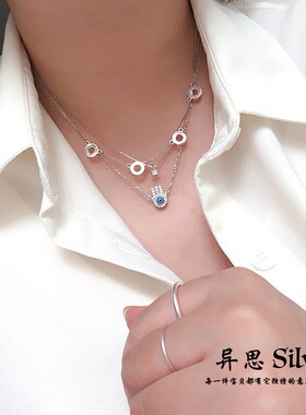 土耳其蓝眼睛项链甜甜圈925纯银