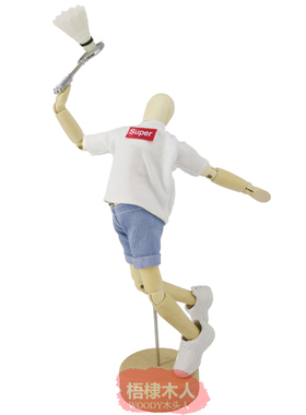 梧棣木人创意羽毛球主题装饰摆件精致羽毛球礼品木偶人关节可动