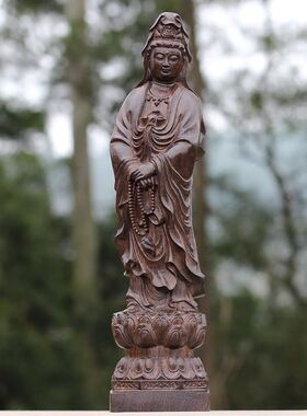 越南沉香木雕观音供奉观音加高佛像实木摆件正品