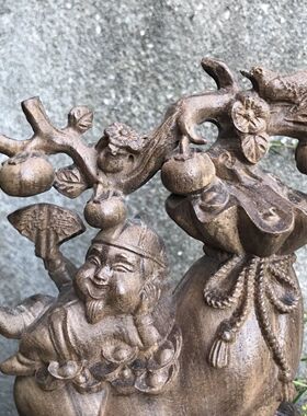 越南沉香木[财运亨通]财神爷摆件实木雕刻招财家居办公室