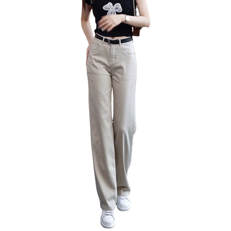 夏季薄款高腰直筒窄版阔腿裤牛仔裤女2024新款天丝垂感休闲女裤子,淘宝优惠券,粉丝福利购,淘宝优惠卷