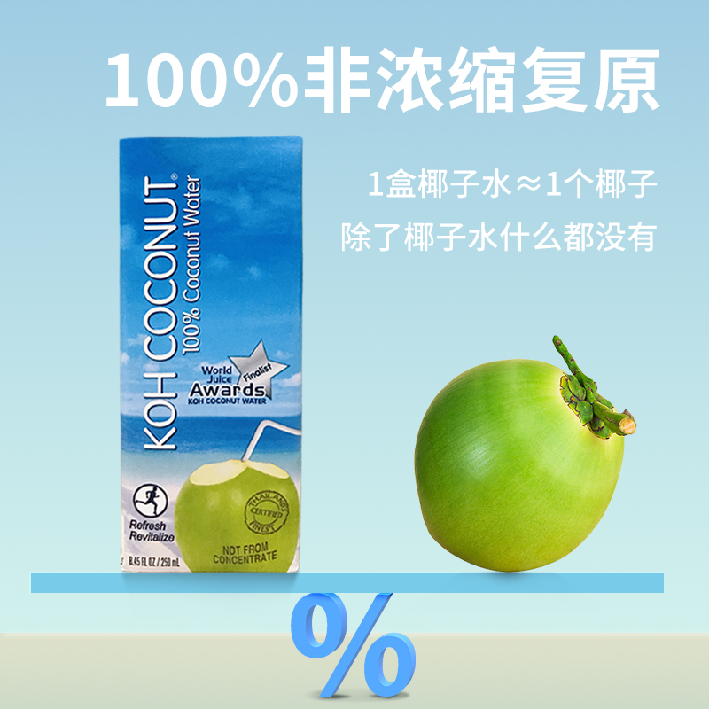 [保质期至7月2日]KOH酷椰屿100%椰子水泰国进口NFC果汁饮料250ml - 图0