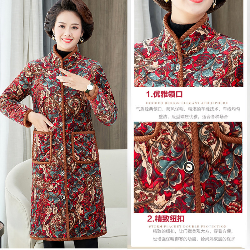 中老年女装春秋长款新款50岁棉衣 泰妃中老年女装