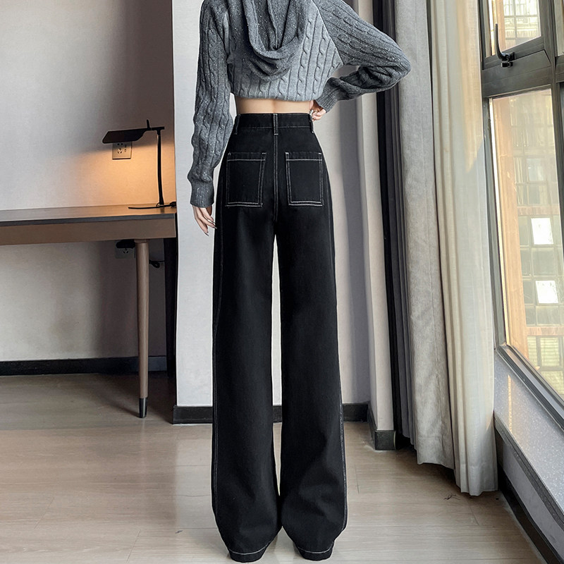 蓝色阔腿牛仔裤女2025年春秋冬新款高腰宽松显瘦垂感加厚直筒裤子,淘宝优惠券,粉丝福利购,淘宝优惠卷