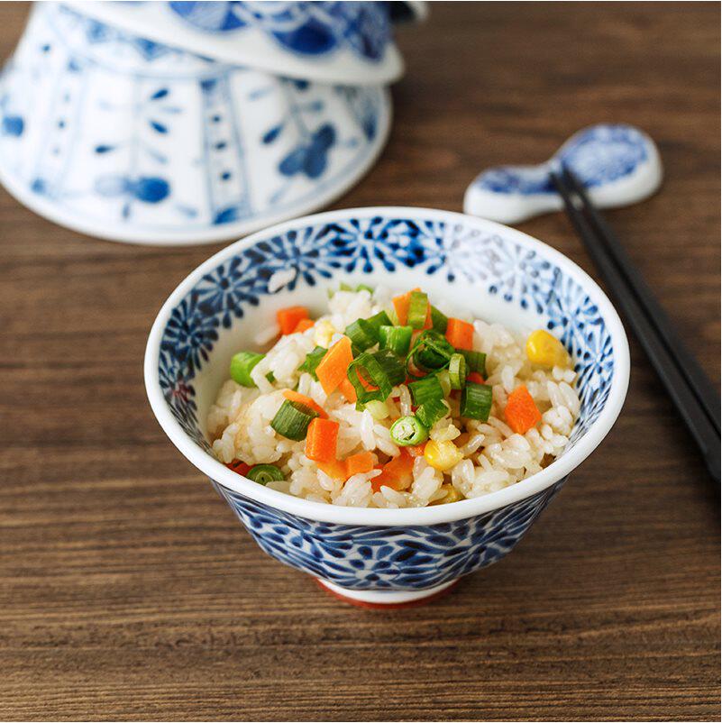 蓝凛堂防烫米饭碗陶瓷茶碗日本进口创意日式和风高脚碗餐具家用碗