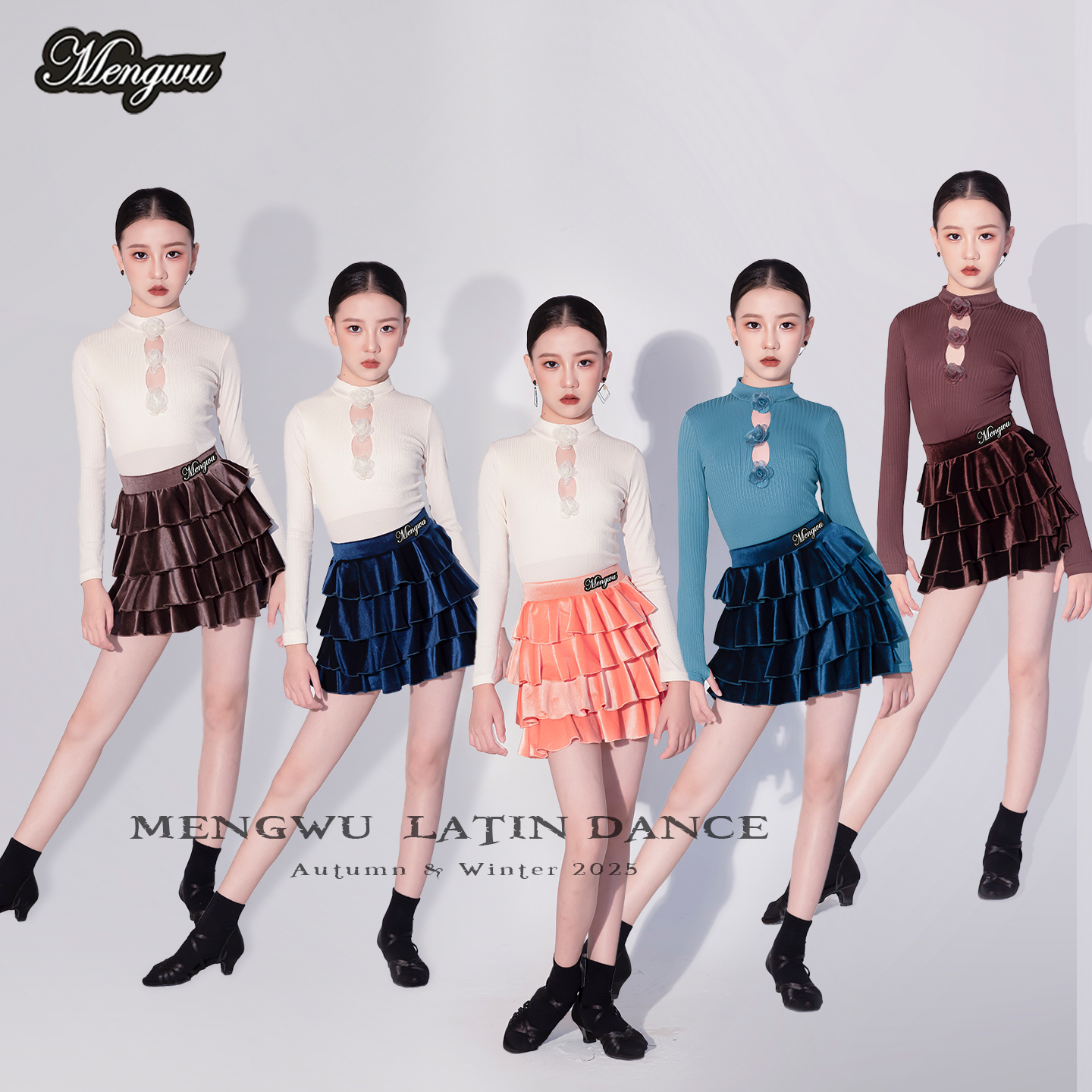 新款拉丁舞服新款女童秋冬2025专业练功训练比赛表演出服时尚套裙 - 图2