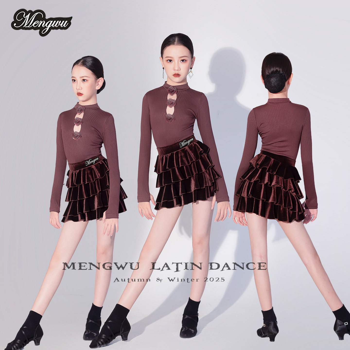 新款拉丁舞服新款女童秋冬2025专业练功训练比赛表演出服时尚套裙 - 图0