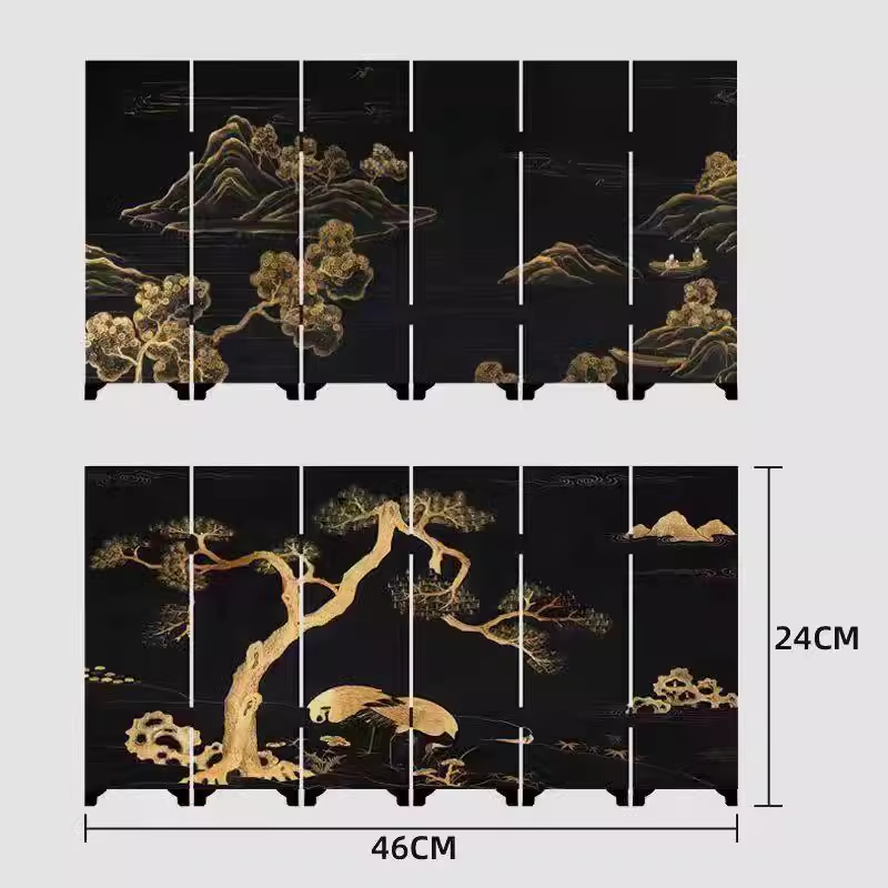 茶空间文创双面小屏风摆件仿古复古茶台漆器摆件茶道配件礼盒装,淘宝优惠券,粉丝福利购,淘宝优惠卷