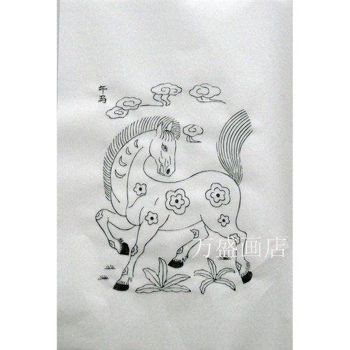 小号十二生肖DIY年画涂色学生课堂活动杨家埠木版年画线稿年画 - 图0
